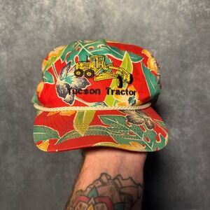 Tucson Tractor Tropical Floral Print Trucker Hat Red Yellow Green OSFM